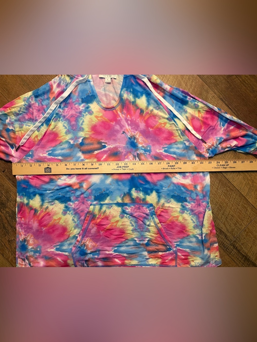 Koolaburra by UGG Tie Dye Hoodie Large Pink Blue Pullover Lounge - Picture 6 of 8